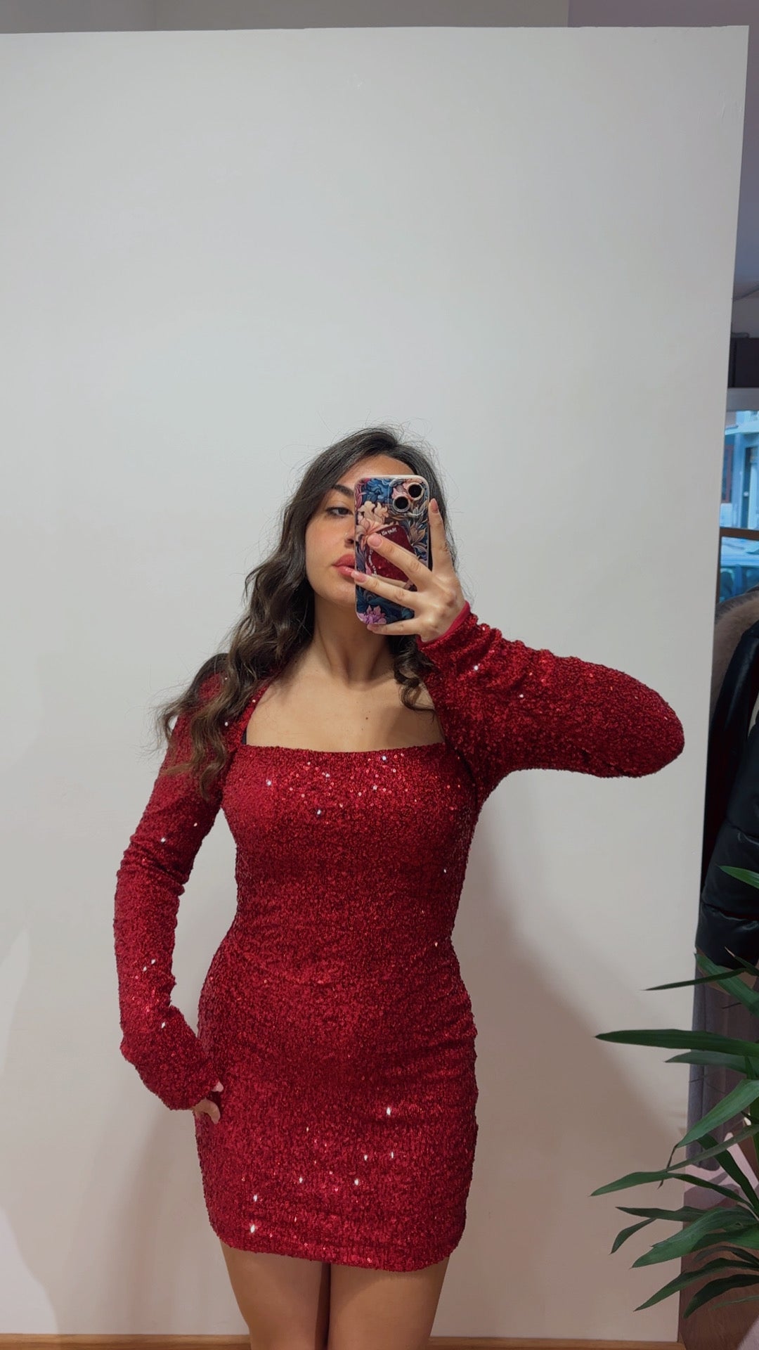 Abito paillettes rosso