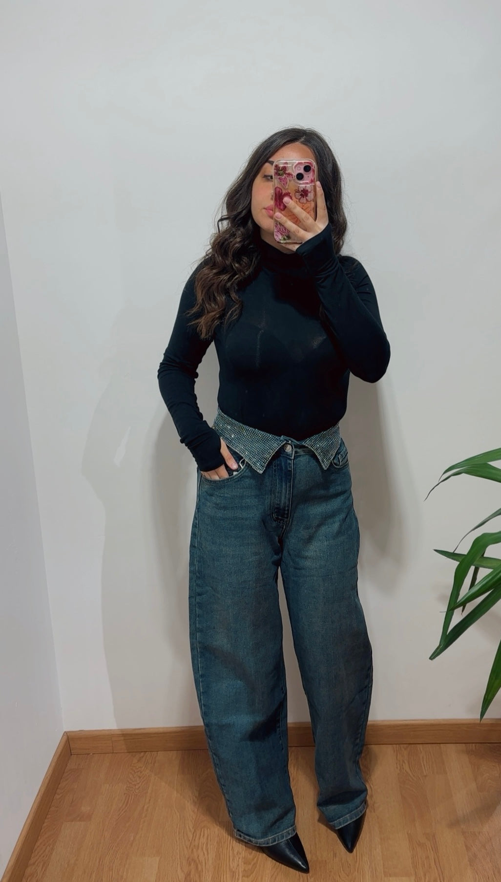 Jeans svolto brillantinati