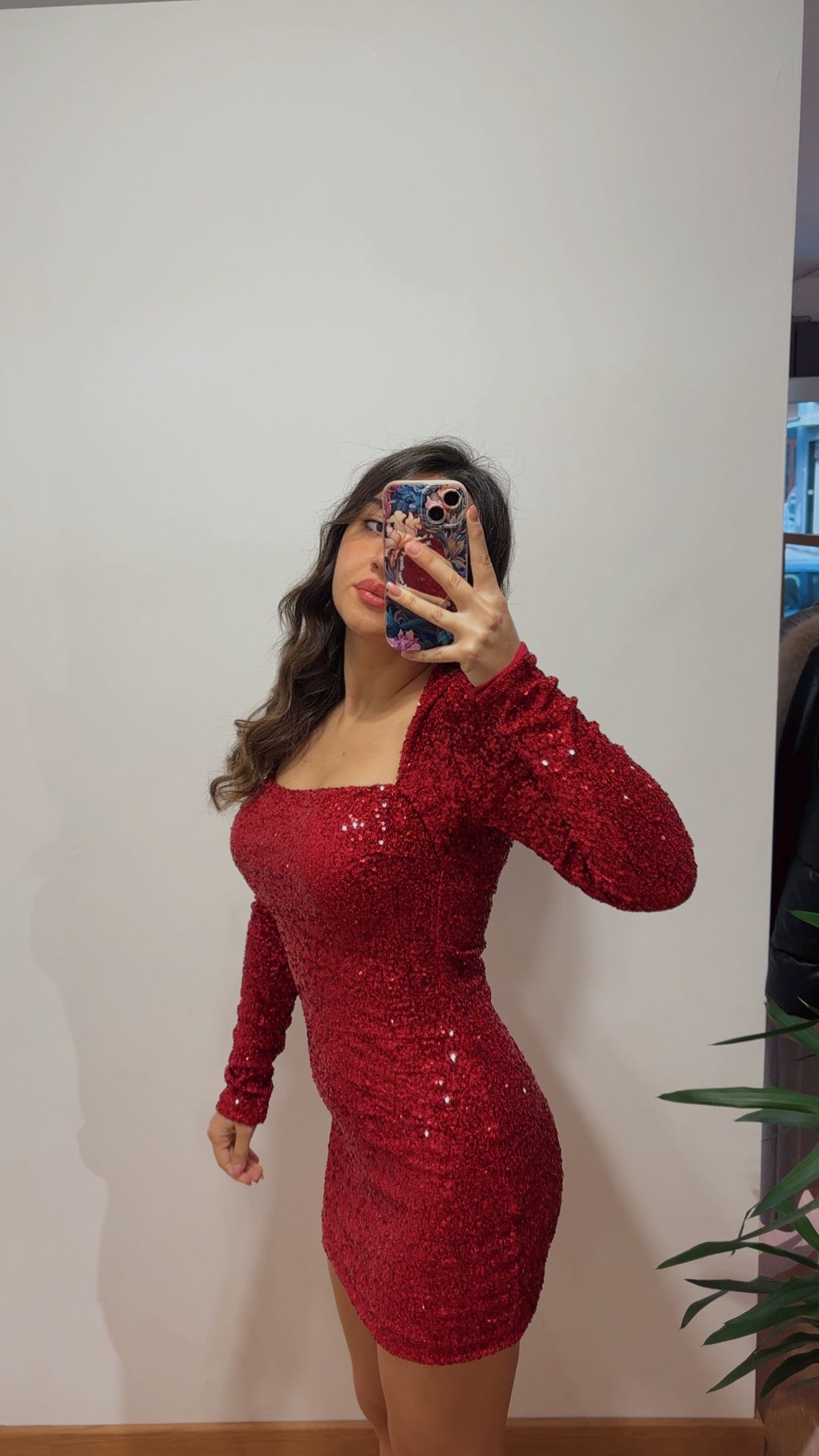 Abito paillettes rosso