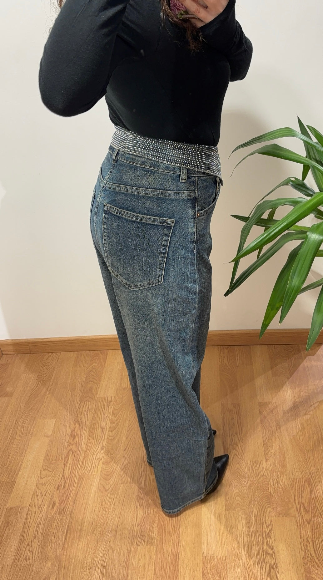 Jeans svolto brillantini