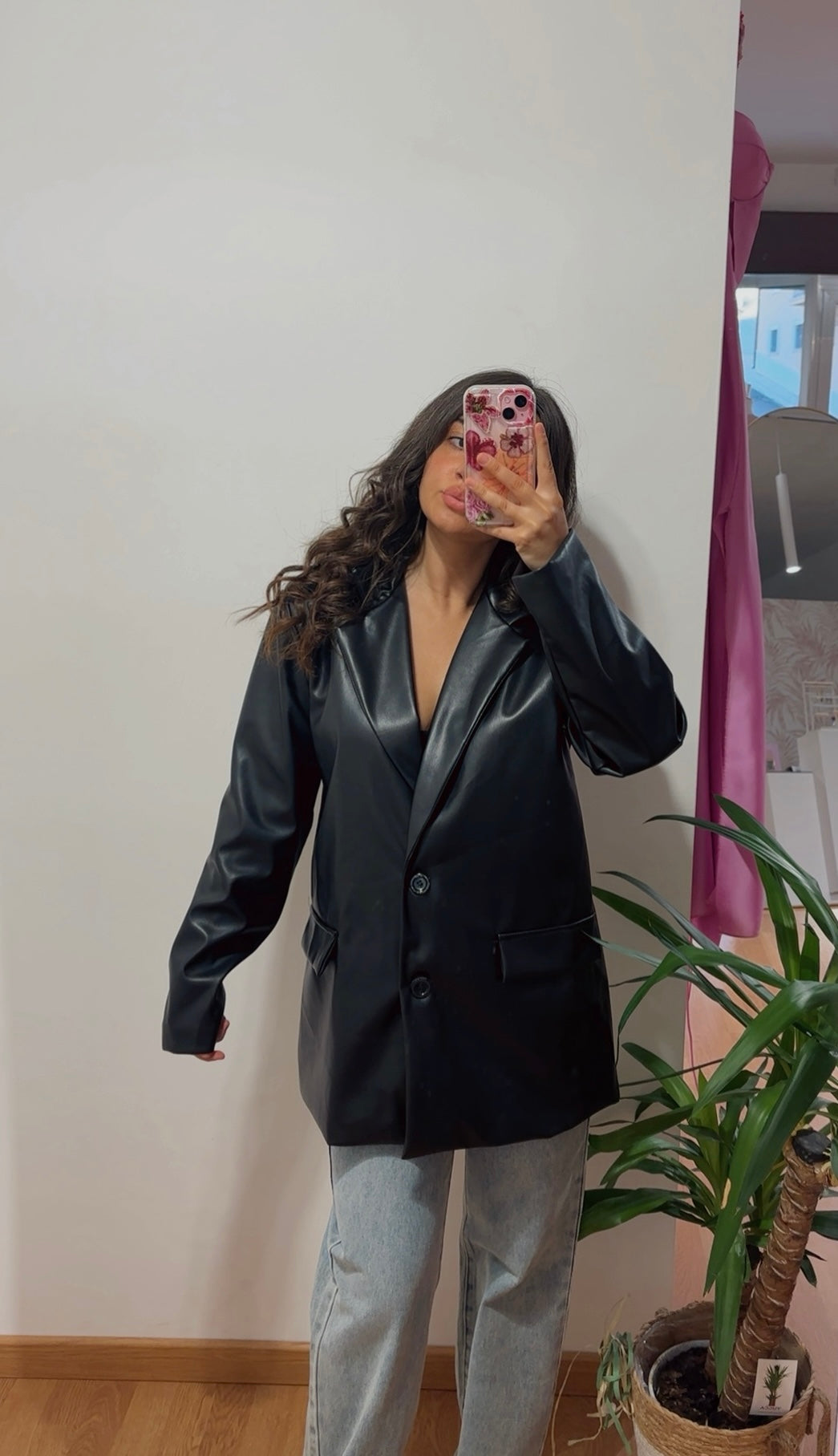 Blazer ecopelle over